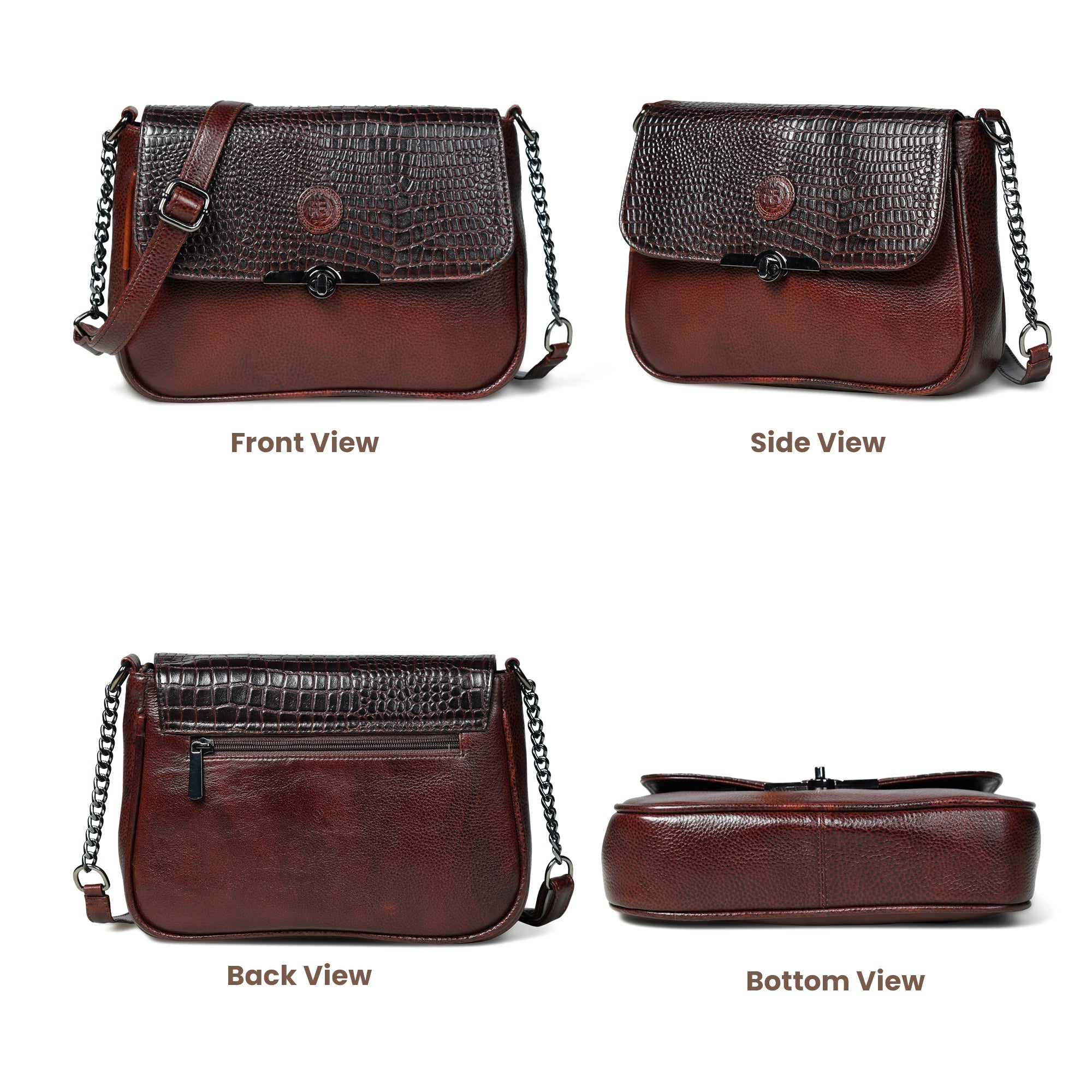 Regal Noir Croc Handbag - Tan Colour